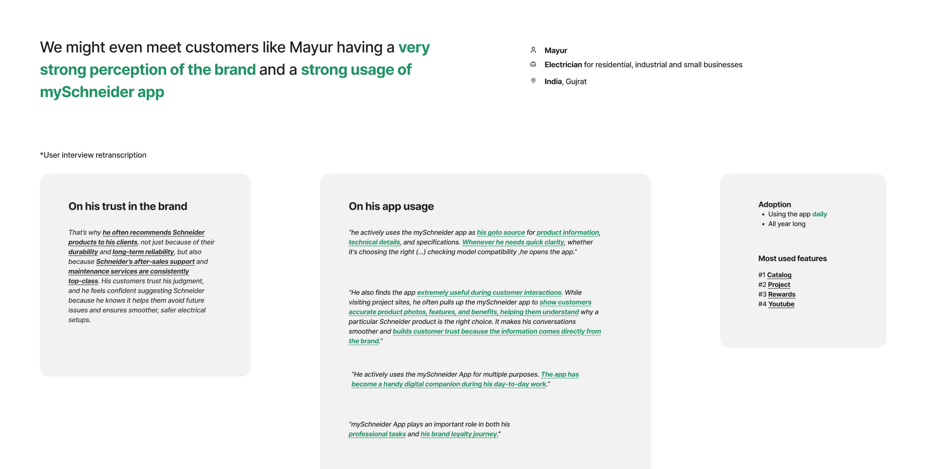User interview documentation